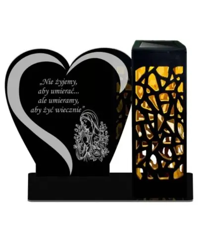 Znicz Solarny Statuetka na Grób Cmentarz Wszystkich Świętych Serce Wzory - 6