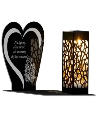 Znicz Solarny Statuetka na Grób Cmentarz Wszystkich Świętych Serce Wzory - 7