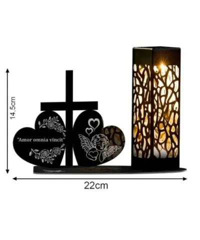 Znicz Statuetka Led na Grób Cmentarz Wszystkich Świętych Serca Krzyż Wzory - 4