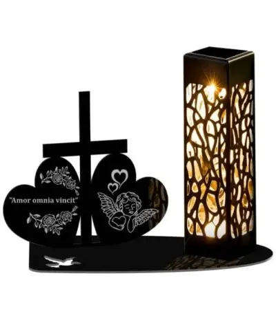 Znicz Statuetka Led na Grób Cmentarz Wszystkich Świętych Serca Krzyż Wzory - 5