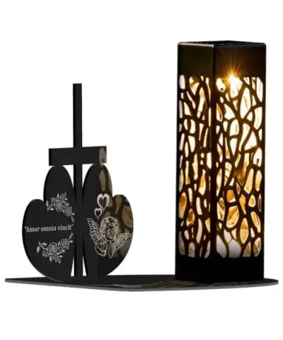 Znicz Statuetka Led na Grób Cmentarz Wszystkich Świętych Serca Krzyż Wzory - 6