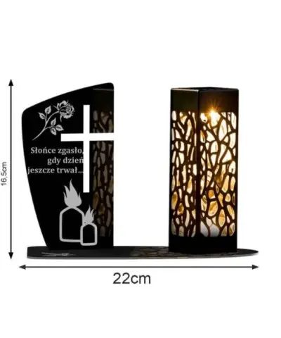 Znicz Statuetka Led na Grób Cmentarz Wszystkich Świętych Nagrobek Krzyż Wzory - 4