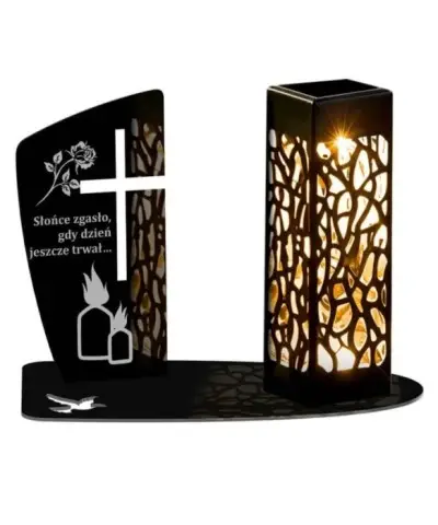 Znicz Statuetka Led na Grób Cmentarz Wszystkich Świętych Nagrobek Krzyż Wzory - 5