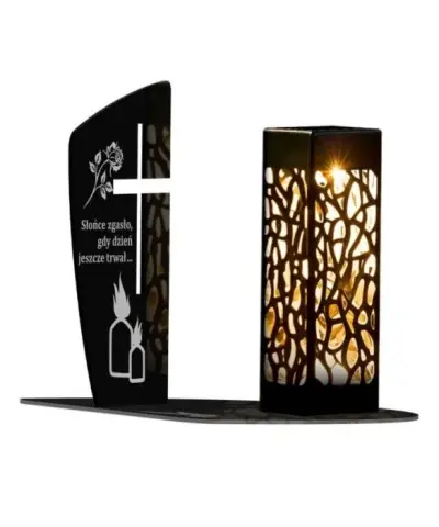 Znicz Statuetka Led na Grób Cmentarz Wszystkich Świętych Nagrobek Krzyż Wzory - 6