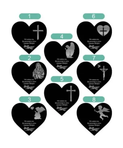 Duża Podstawka pod Znicz z Dedykacją Wszystkich Świętych Wzory Serce Srebrna - 2
