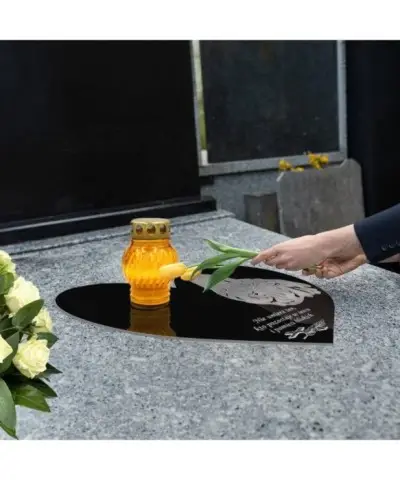 Duża Podstawka pod Znicz z Dedykacją Wszystkich Świętych Wzory Serce Srebrna - 3