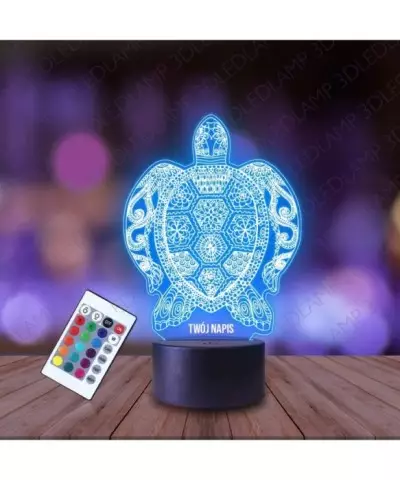 Lampka Nocna 3D LED LAMP Żółw Wzorzysty 2