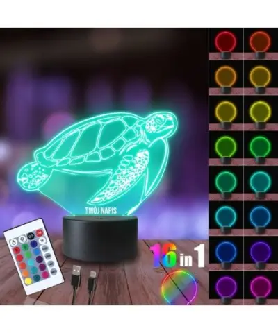 Lampka Nocna 3D LED LAMP Żółw Morski