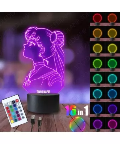 Lampka Nocna 3D LED LAMP Czarodziejka z Księżyca