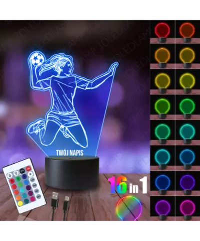 Lampka Nocna 3D LED LAMP Piłka Ręczna Szczypiornistka Szczypiorniak