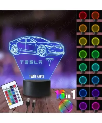 Lampka Nocna 3D LED LAMP Samochód Tesla Voiture