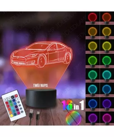 Lampka Nocna 3D LED LAMP Samochód Tesla S