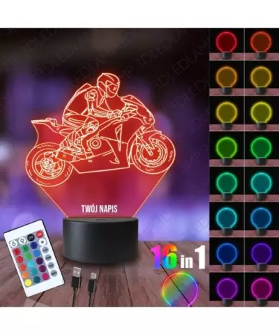 Lampka Nocna 3D LED LAMP Ścigacz Motor Motoryzacja