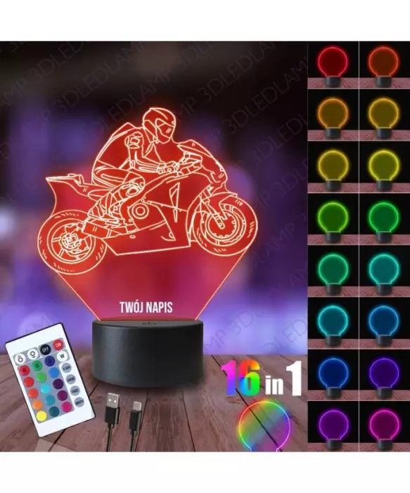 Lampka Nocna 3D LED LAMP Ścigacz Motor Motoryzacja