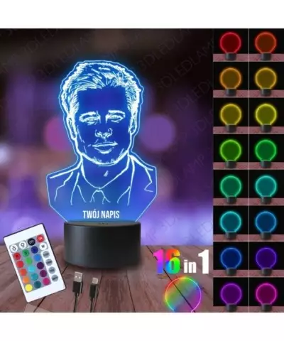 Lampka Nocna 3D LED LAMP Aktor Celebryta Brad Pitt