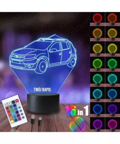 Lampka Nocna 3D LED LAMP Samochód Dacia 3