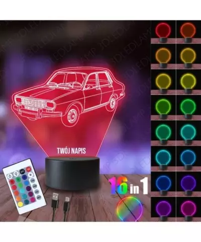 Lampka Nocna 3D LED LAMP Samochód Retro Dacia