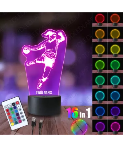 Lampka Nocna 3D LED LAMP Piłka Ręczna Szczypiornistka Szczypiorniak