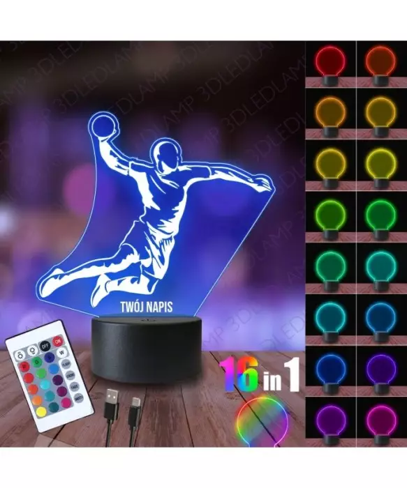 Lampka Nocna 3D LED LAMP Piłka Ręczna Szczypiornista