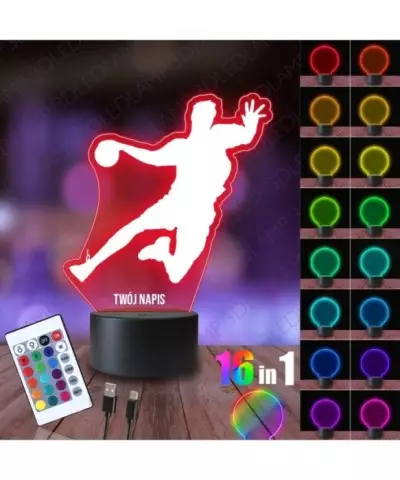 Lampka Nocna 3D LED LAMP Szczypiornista Piłka Ręczna