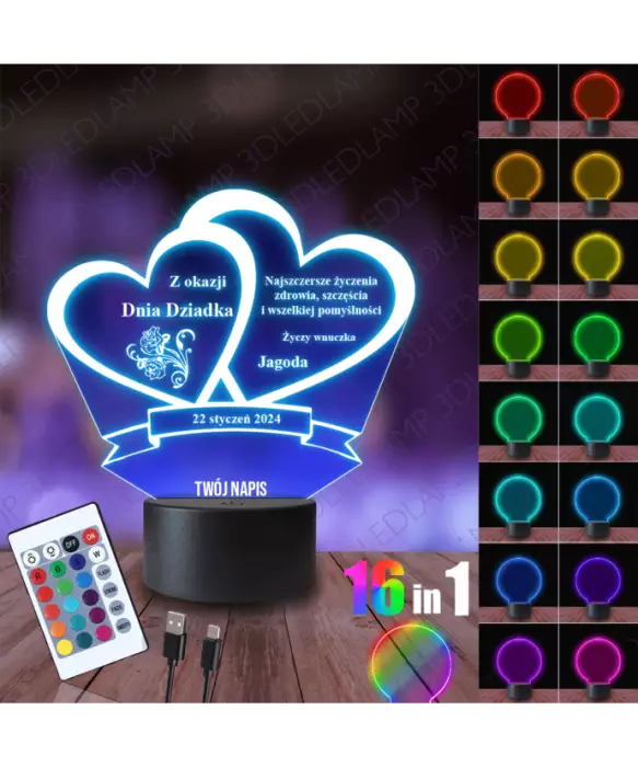 Lampka Nocna 3D LED Lamp Prezent Na Dzień Dziadka