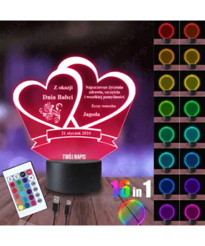 Lampka Nocna 3D LED Lamp Prezent Na Dzień Babci