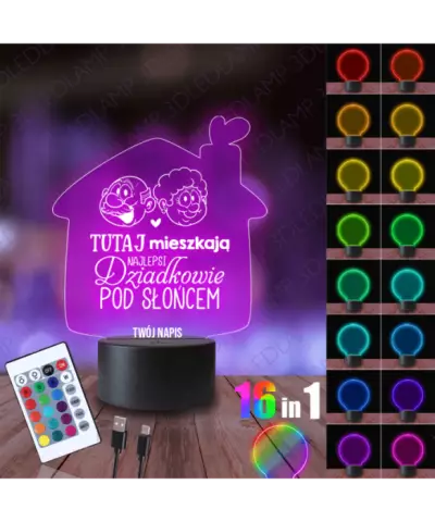 Lampka Nocna 3D LED Lamp Prezent Na Dzień Babci i Dziadka