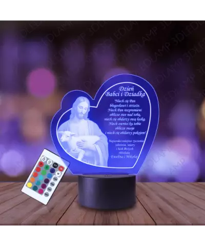 Lampka Nocna 3D LED Lamp Prezent Dzień Babci i Dziadka Jezus