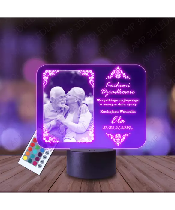 Lampka Nocna 3D LED Lamp Ze Zdjęciem Prezent Dla Dziadków