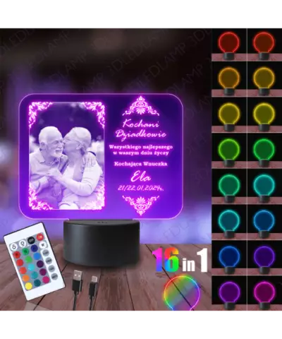 Lampka Nocna 3D LED Lamp Ze Zdjęciem Prezent Dla Dziadków