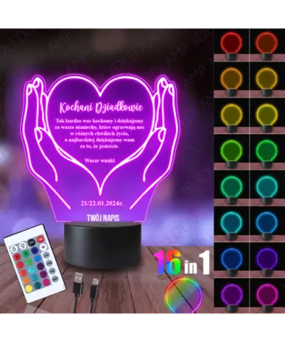 Lampka Nocna 3D LED Lamp Prezent Dla Dziadków