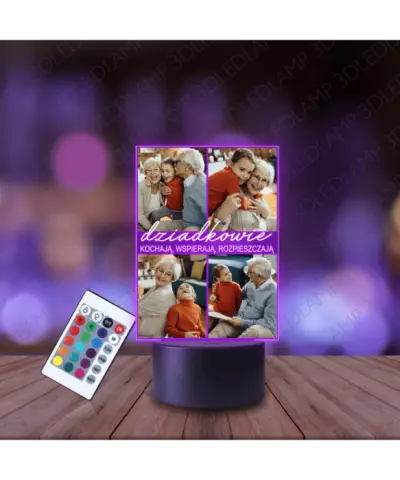 Lampka Nocna 3D LED Lamp Dzień Dziadka i Babci Twoje Zdjęcia