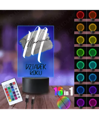 Lampka Nocna 3D LED Lamp Dzień Dziadka Statuetka