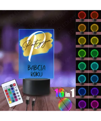 Lampka Nocna 3D LED Lamp Dzień Babci Statuetka