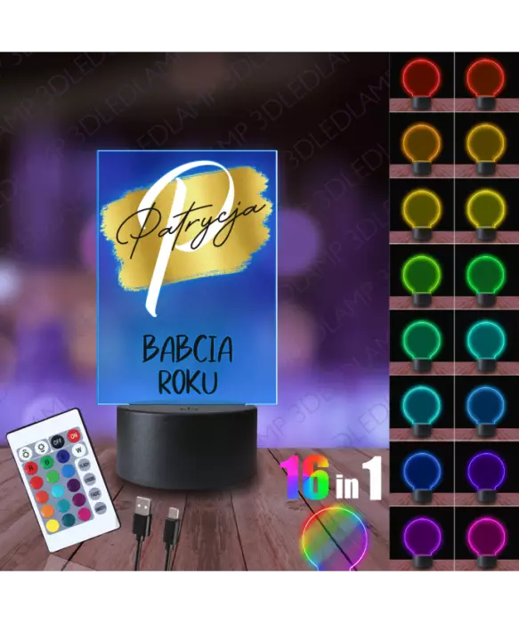 Lampka Nocna 3D LED Lamp Dzień Babci Statuetka