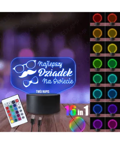 Lampka Nocna 3D LED Lamp Dzień Dziadka Prezent