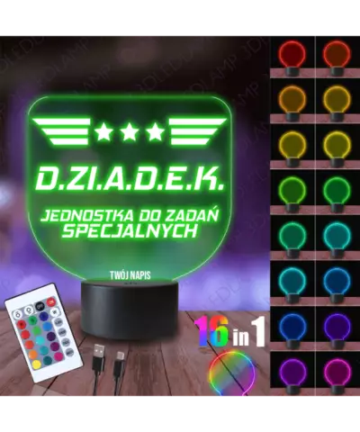 Lampka Nocna 3D LED Lamp Prezent Dla Dziadka Jednostka Specjalna