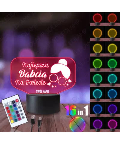 Lampka Nocna 3D LED Lamp Dzień Babci Prezent