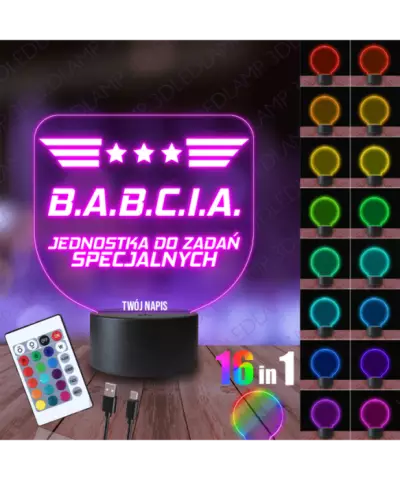 Lampka Nocna 3D LED Lamp Prezent Dla Babci Jednostka Specjalna