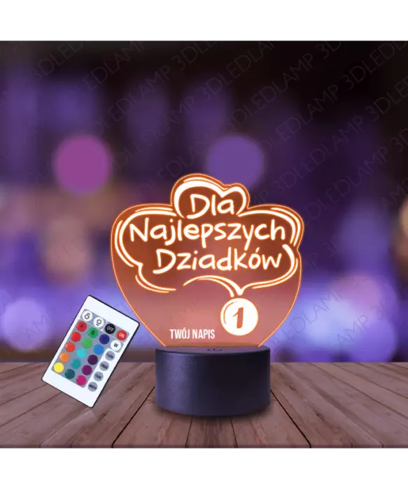 Lampka Nocna 3D LED Lamp Prezent Dzień Babci i Dziadka Medal