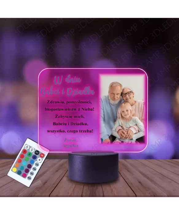 Lampka Nocna 3D LED Lamp Dla Dziadków Twoje Zdjęcia