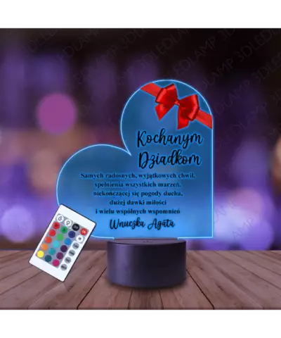 Lampka Nocna 3D LED Lamp dla Dziadków Serce