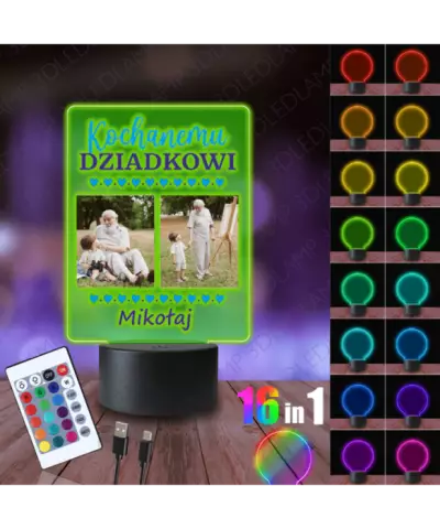 Lampka Nocna 3D LED Lamp Dzień Dziadka Twoje Zdjęcia