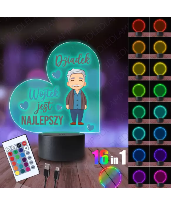 Lampka Nocna 3D LED Lamp Najlepszy Dziadek