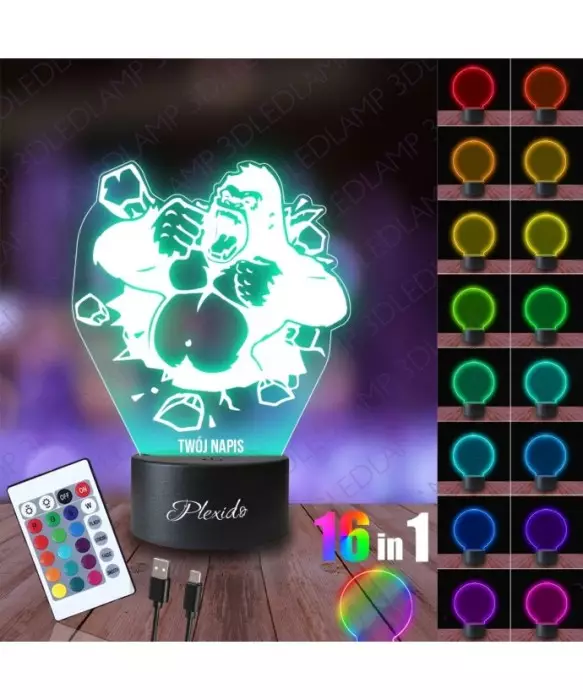Lampka Nocna 3D LED LAMP Goryl King Kong