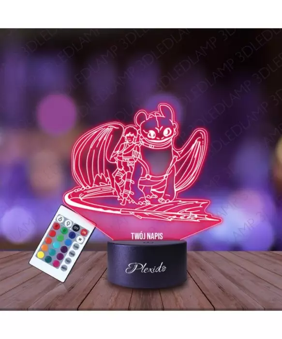 Lampka Nocna 3D LED LAMP Jak Wytresować Smoka Szczerbatek