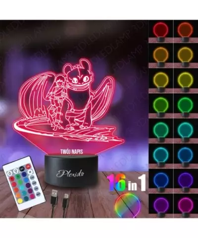 Lampka Nocna 3D LED LAMP Jak Wytresować Smoka Szczerbatek