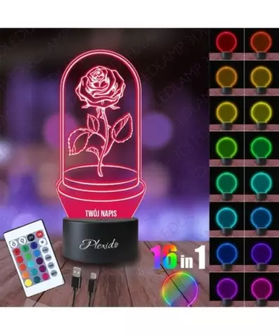 Lampka Nocna 3D LED LAMP Prezent dla Dziewczyny Żony na Walentynki Wieczna Róża