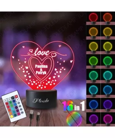 Lampka Nocna 3D LED LAMP Walentynki Serce Love