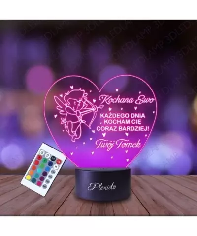 Lampka Nocna 3D LED LAMP Walentynki Serce dla Dziewczyny Chłopaka